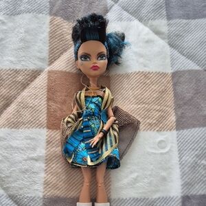 Fashion Doll in Blue and Gold Dress